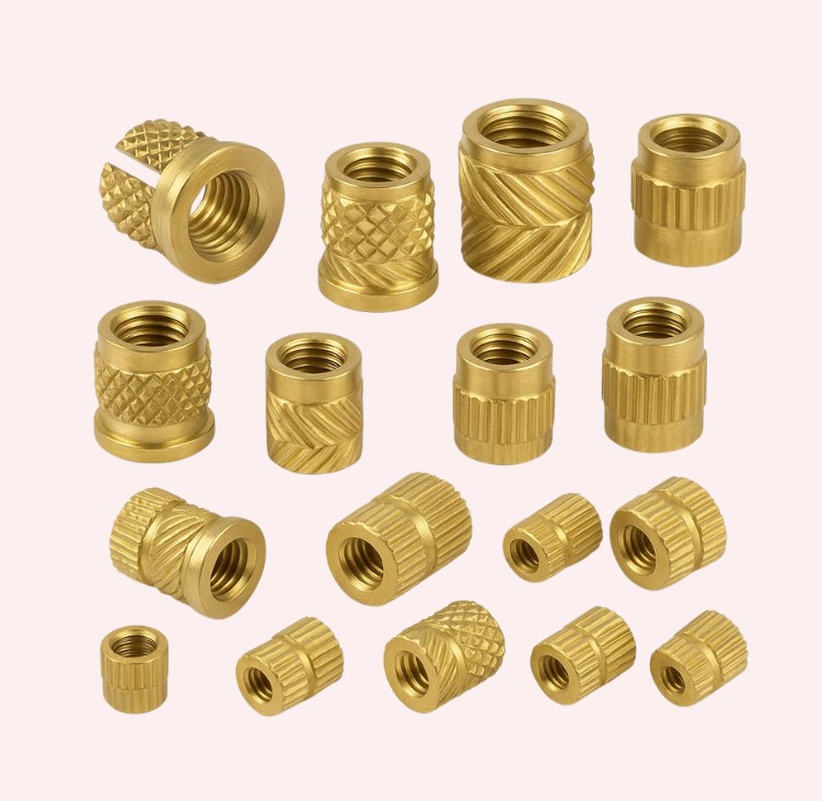 Brass Knurled Inserts with High Pull-Out Strength, Heat and Ultrasonic Installation Inserts for Plastic, Providing Durable Internal Threads for Screws and Bolts